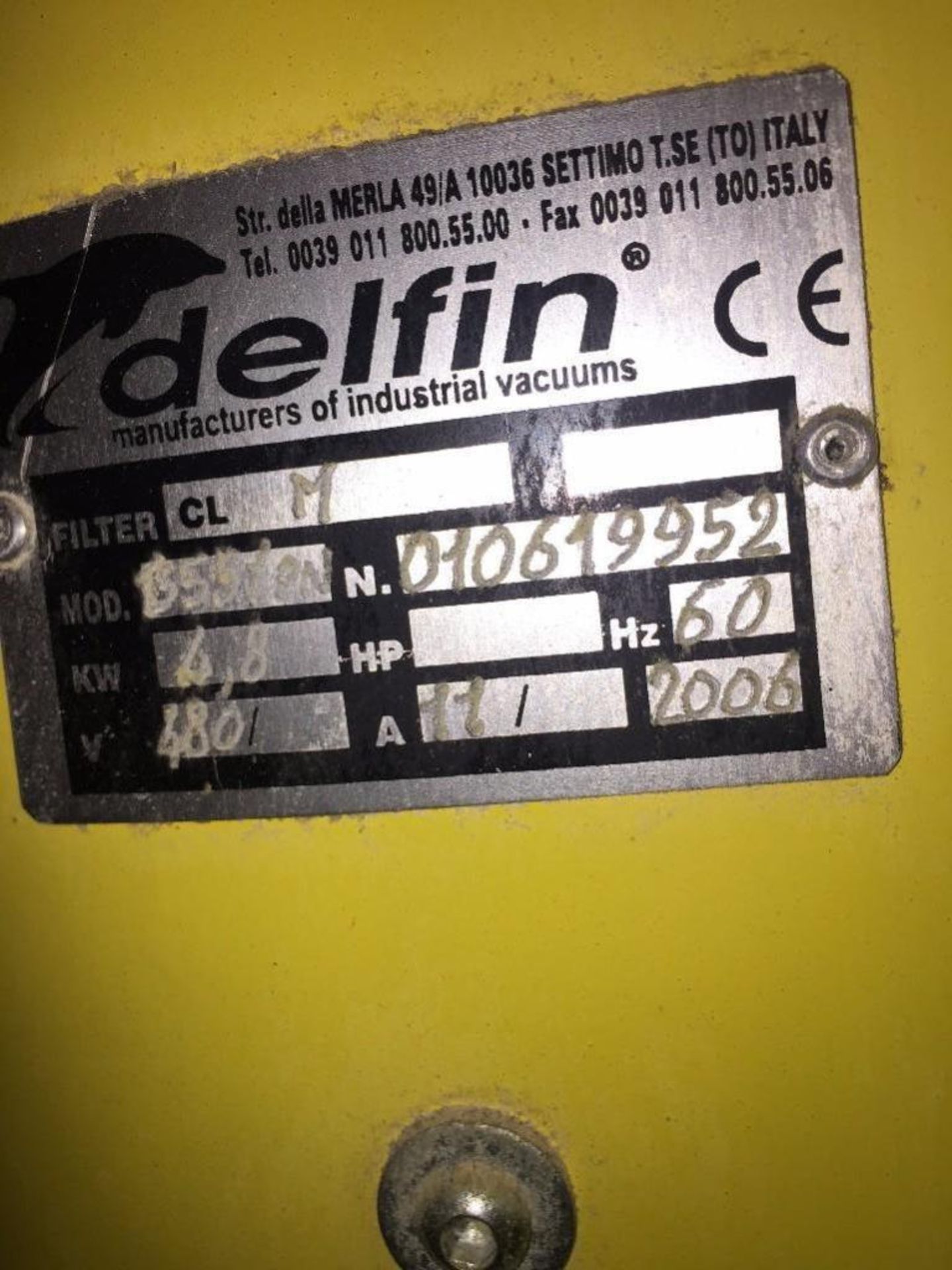 Delfin portable vacuum on wheels, class M, model T5551PN, s/n 010619952, mfg. 2006. ** (Located in - Image 4 of 6