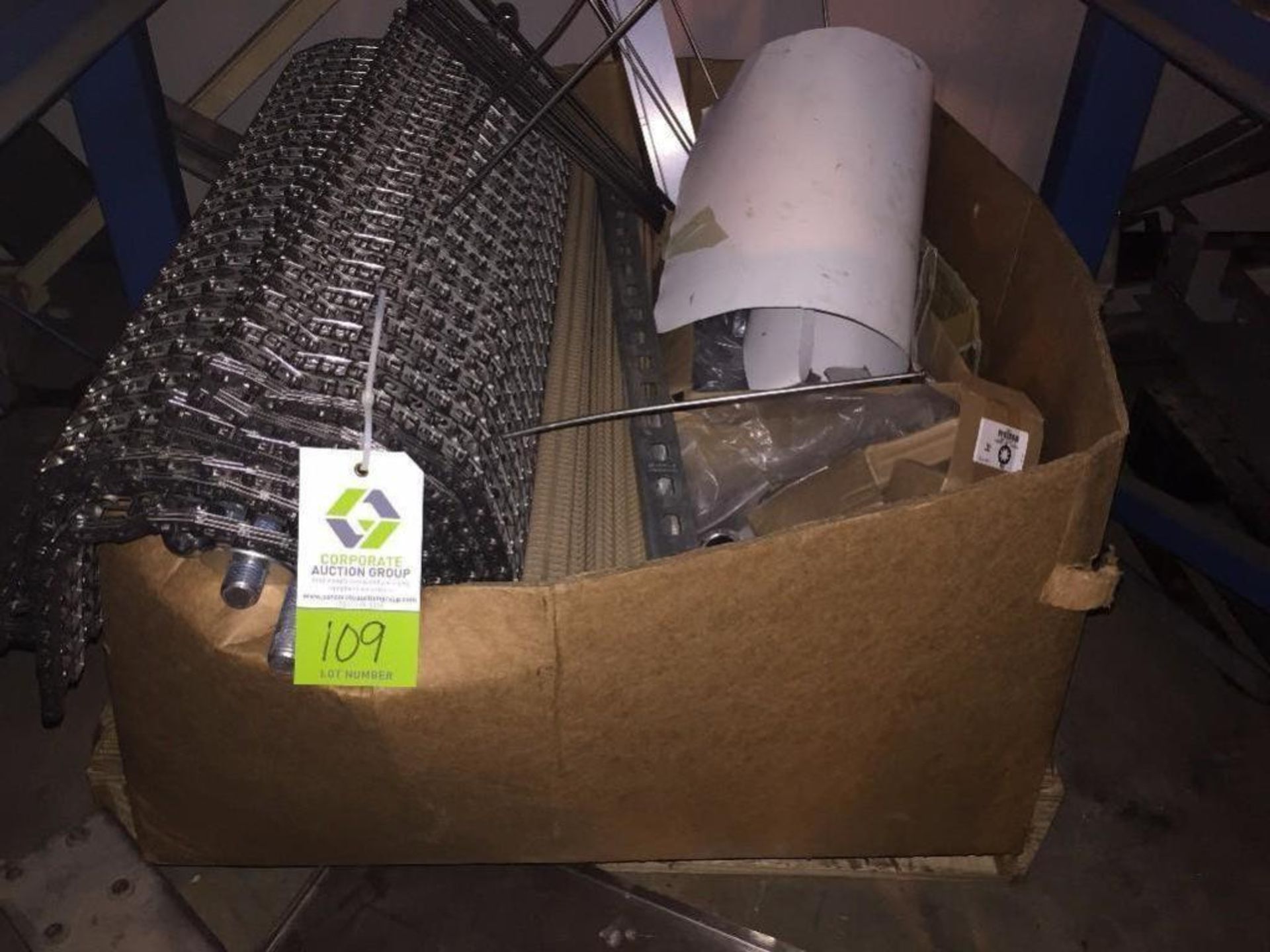 lot of misc. SS belting, conveyor parts (LOT). ** (Located in Fridley, Minnesota) ** Rigging Fee: $