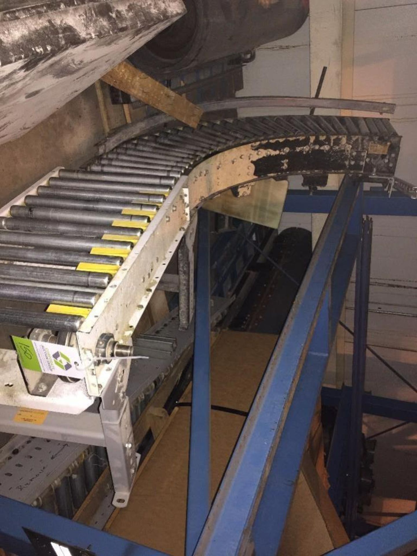 mild steel roller conveyor with 90 degreeturn; SS banded belt section. ** (Located in Fridley, - Image 2 of 3