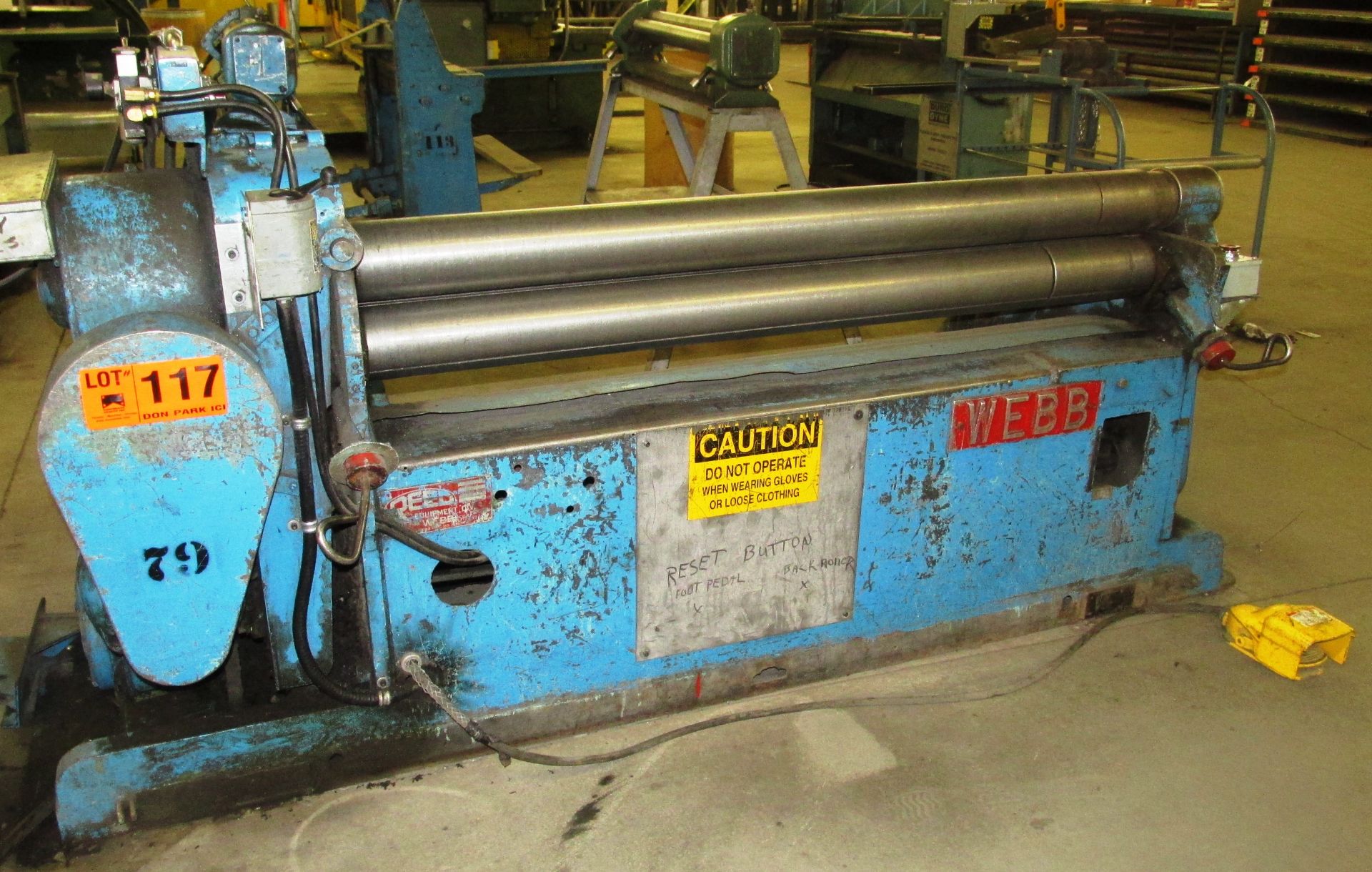 WEBB 505 60" X 10GA INITIAL PINCH PLATE ROLLS S/N 5923 (CI)