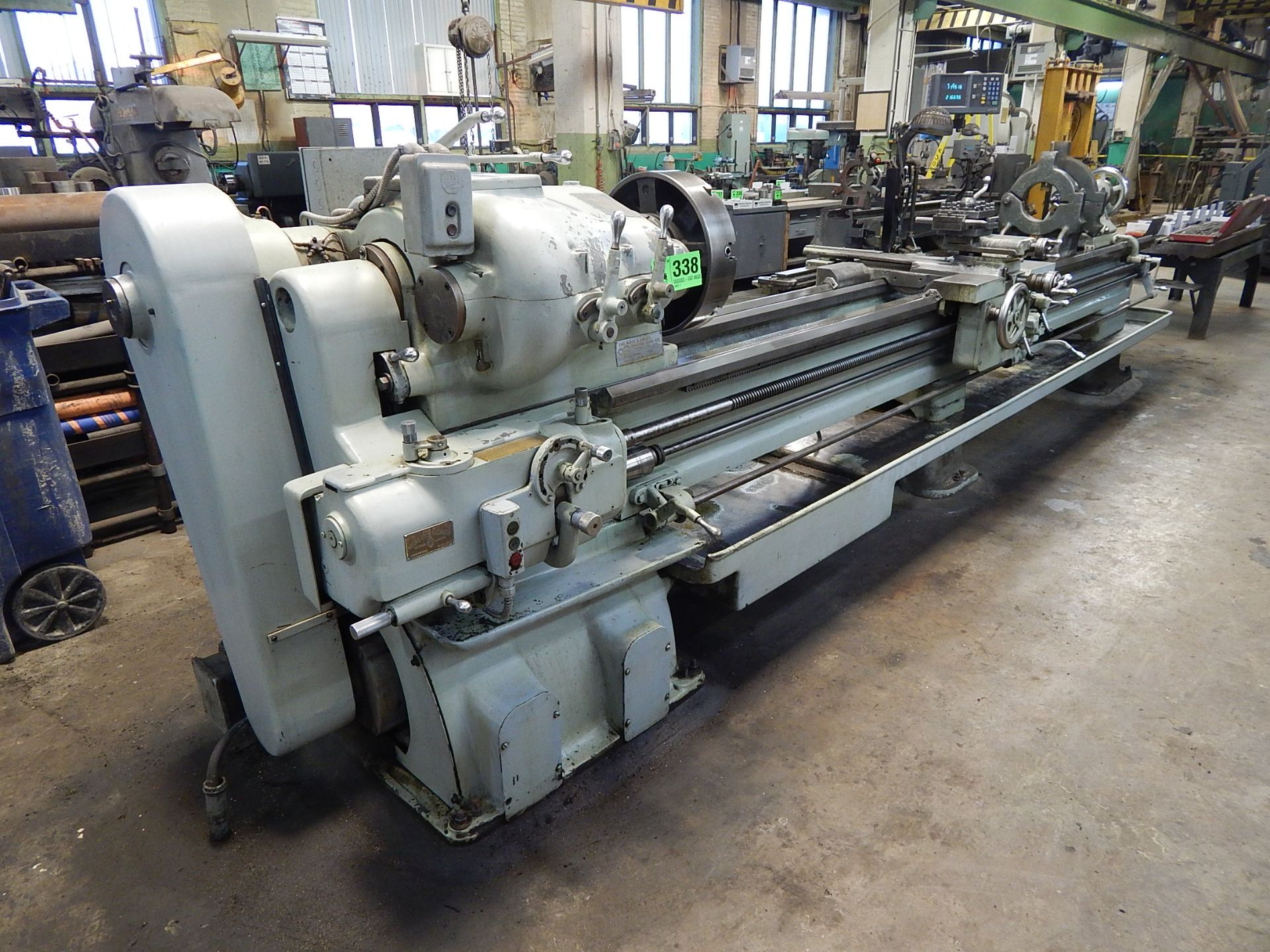 BOYE&EMMES GAP BED ENGINE LATHE WITH 20" SWING OVER BED, 144" CENTERS, 16" CHUCK, 3" SPINDLE BORE,