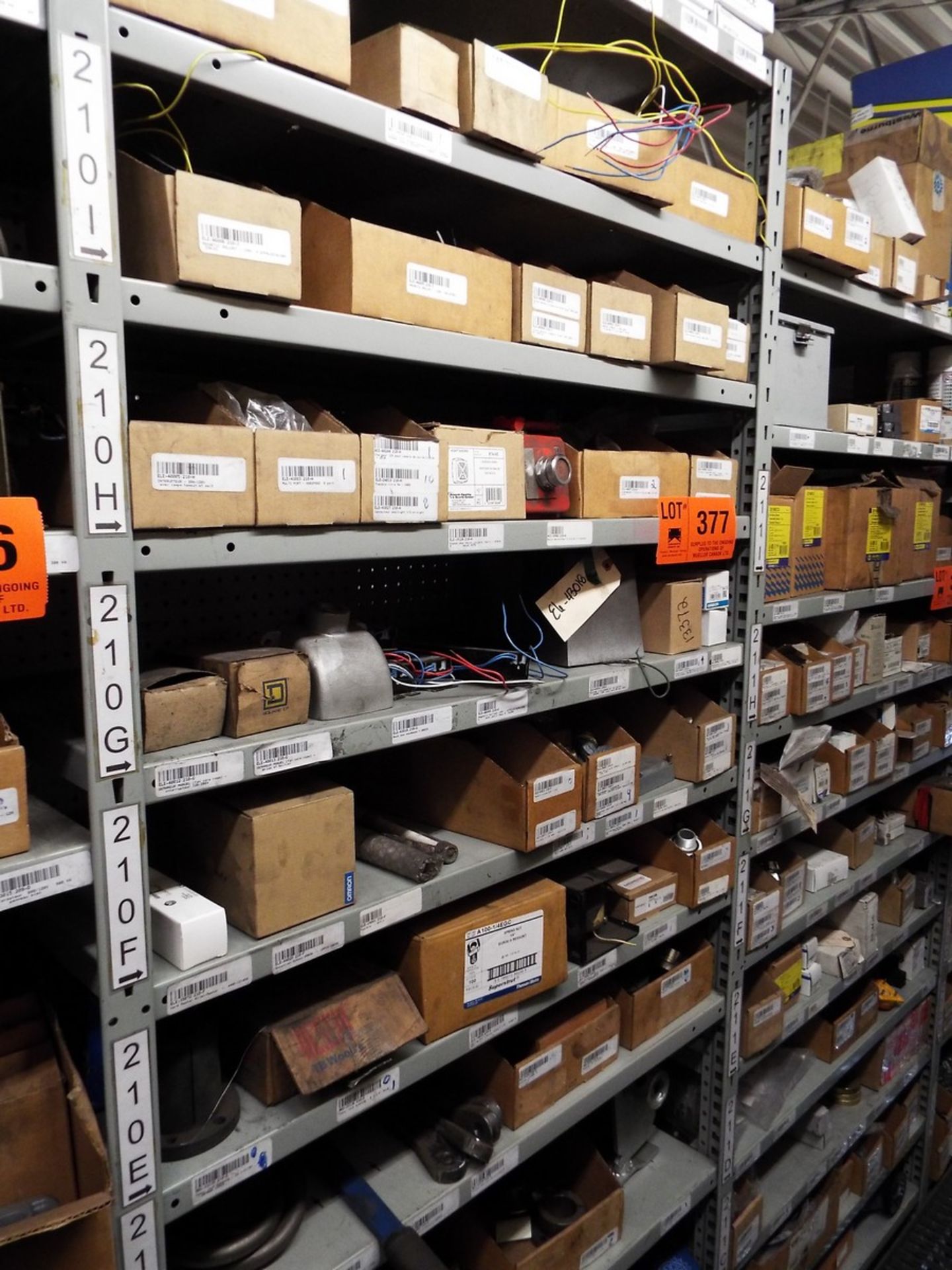 LOT/ CONTENTS OF SHELF - ELECTRICAL AND MECHANICAL SPARE PARTS