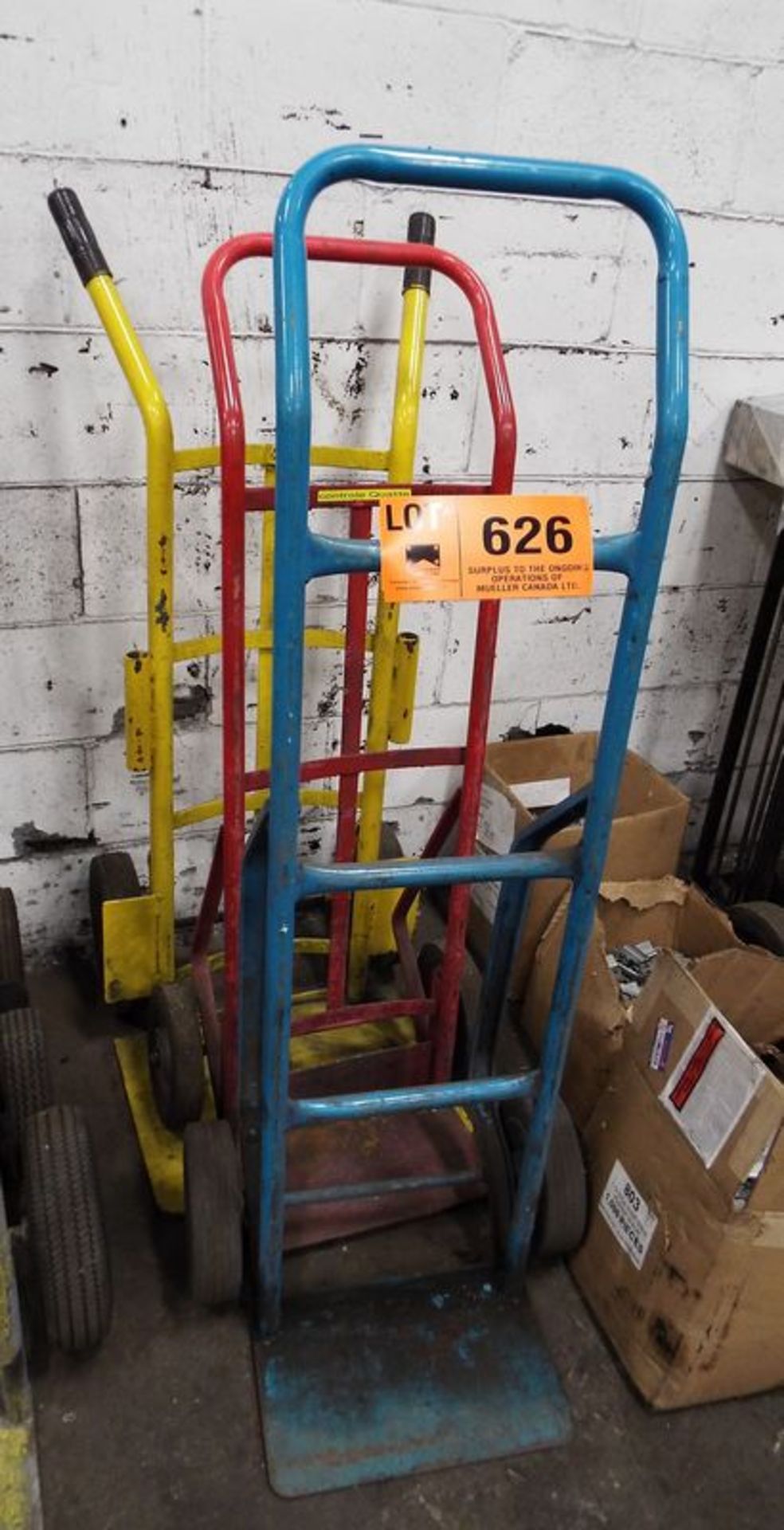 LOT/ 2 WHEEL HAND CARTS WITH SOLID TIRES