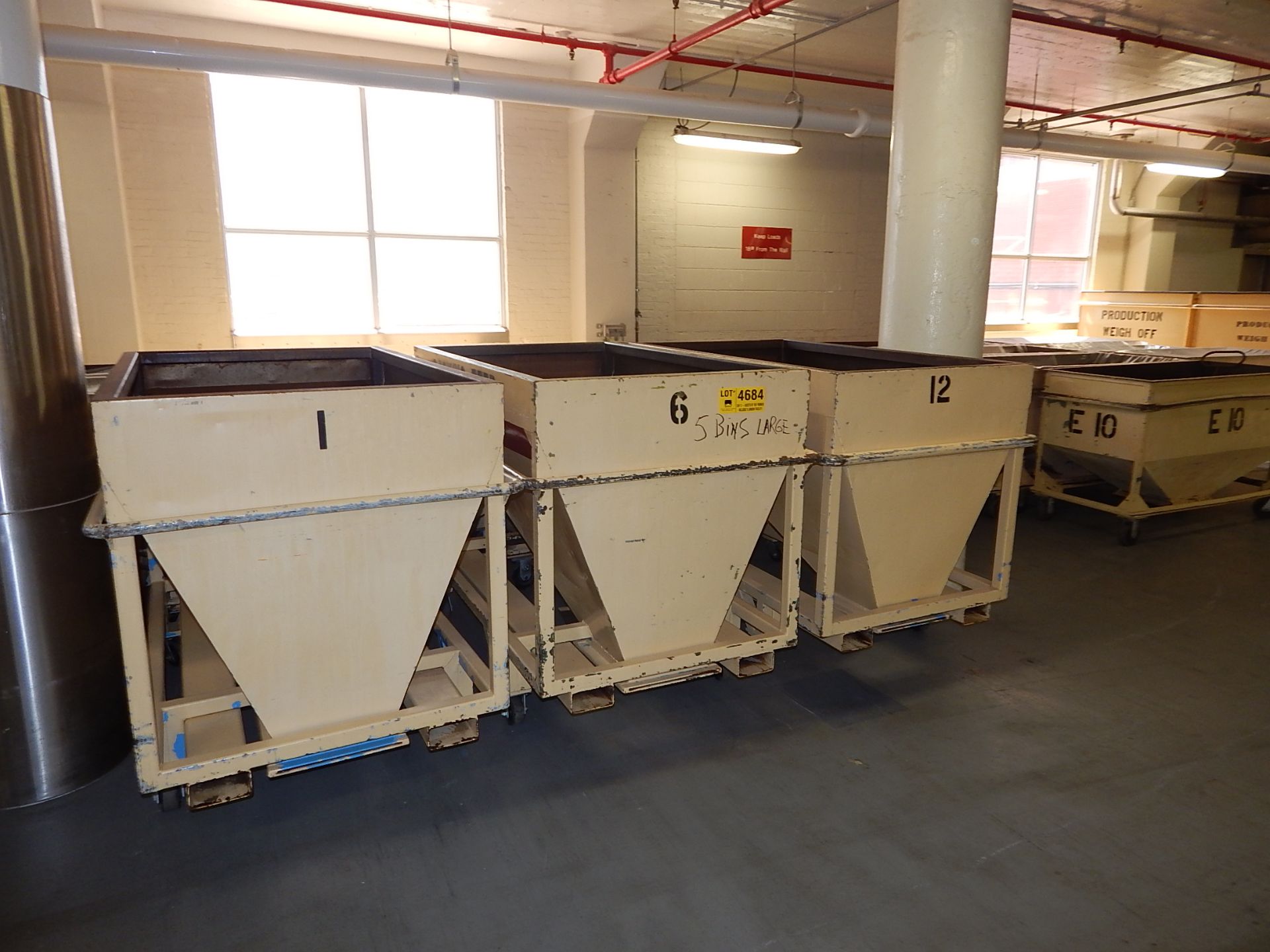 LARGE ROLLING HOPPER BINS WITH BOTTOM DISCHARGE (CI) (BUILDING 1A, 2)