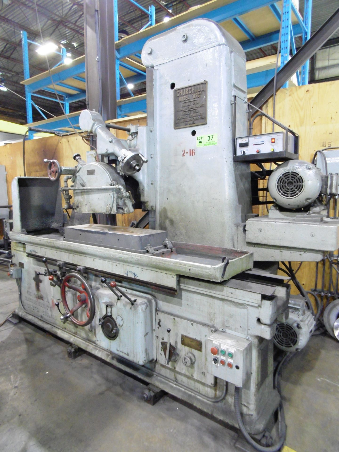 CHURCHILL OSC hydraulic surface grinder with 12" x 36" electromagnetic chuck, 2" x 18" wheel,