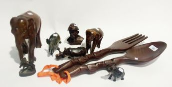 Quantity African carved wooden animals a