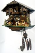 German wooden Swiss chalet clock having