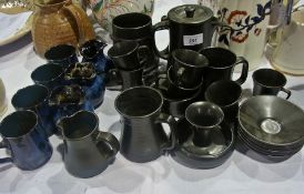 Prinknash coffee set with pewter glaze,