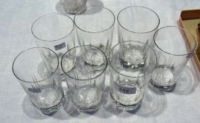 Set of four cut faceted glass tumblers a