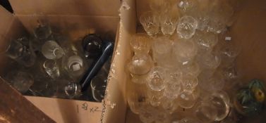 Assorted cut glass wines, sherry glasses