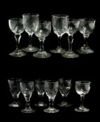 Various old English wine glasses with bu