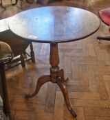 A small 19th century oak snap-top table,