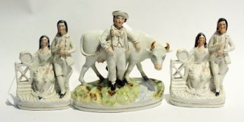 Staffordshire pottery  group of boy and