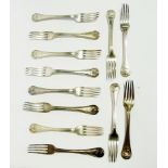 Set of 12 Victorian silver table forks,