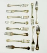 Set of 12 Victorian silver table forks,