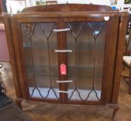 A burr walnut display cabinet with pair