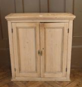 Pine cupboard having two shelves, enclos