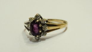 9ct gold pink tourmaline and diamond clu