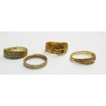 9ct gold buckle ring and three other var