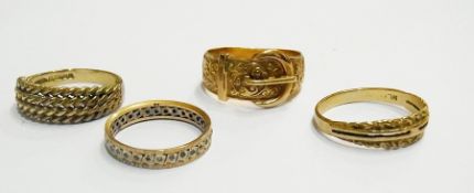 9ct gold buckle ring and three other var