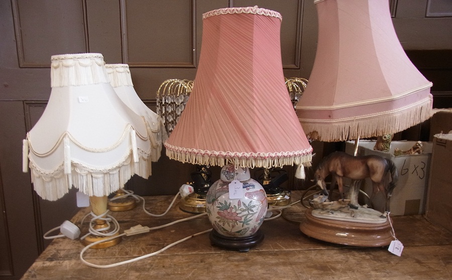 A pair of faux-plaster table lamps with