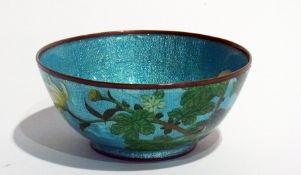 Japanese cloisonne bowl decorated to the