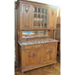 French walnut side cabinet, the raised s
