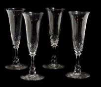 Set of four Georgian ale glasses with tr