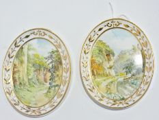 Pair Royal Crown Derby china plaques, ea