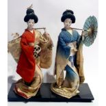 Pair Japanese Kyugetsu costume dolls on