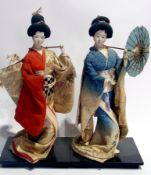 Pair Japanese Kyugetsu costume dolls on