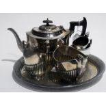 Silver plated three-piece tea service to