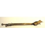 Set of three brass fireside implements,