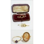 18ct gold cameo ring together with anoth