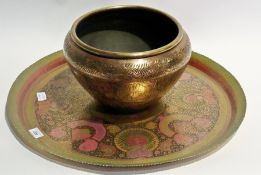 Indian Benares brass jardiniere tapering