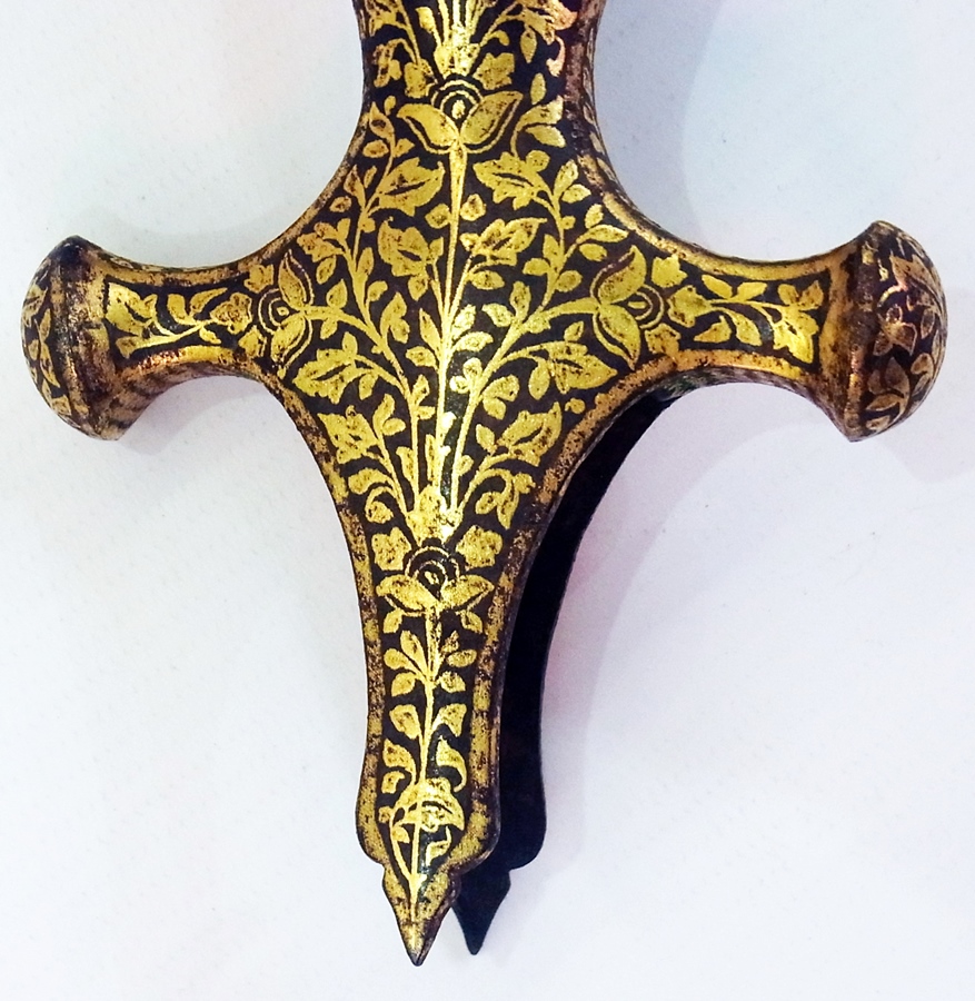 Indian Sikh damascene sword handle, all - Image 2 of 3