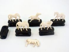 A set of six Chinese ivory model horses,