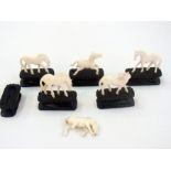 A set of six Chinese ivory model horses,