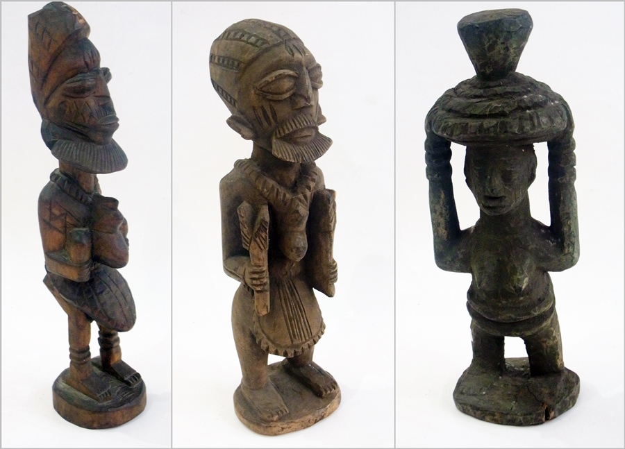 Three various African carved wooden figu