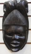 African carved hardwood mask, female hea