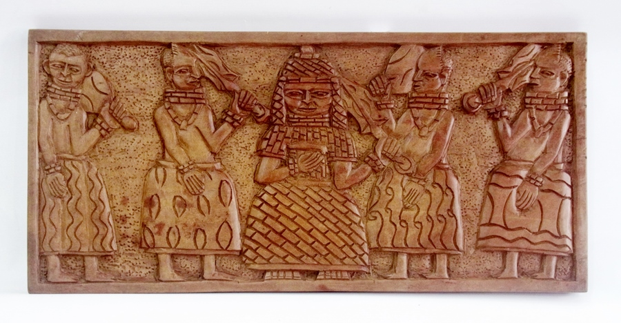 Set of three Nigerian carved hardwood pa - Image 5 of 5