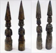 Two pairs carved African male and female