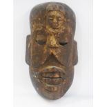African carved hardwood mask, the face w