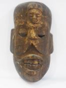 African carved hardwood mask, the face w