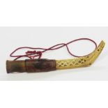 Inuit reindeer horn-handled and bone kni