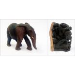 African carved model of an elephant, all