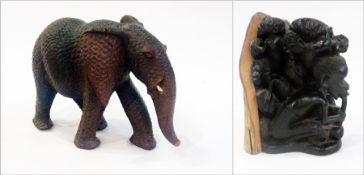 African carved model of an elephant, all