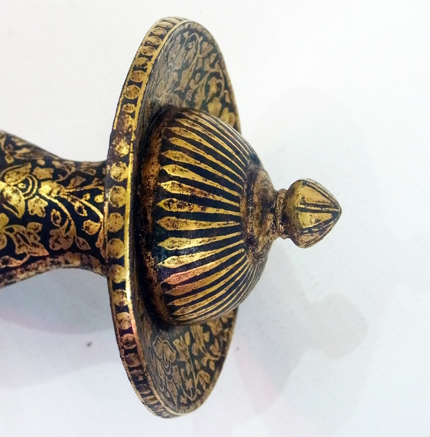 Indian Sikh damascene sword handle, all - Image 3 of 3