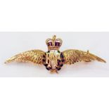 9ct gold RAF wing brooch