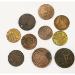 Nine various 19th century tokens, one Cl